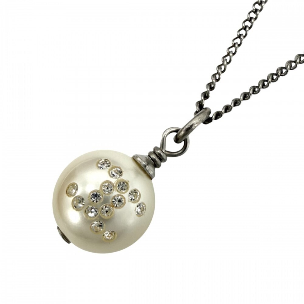 Chanel Necklace for Women, Coco Mark Chain Accessory, CHANEL Faux Pearl Rhine...